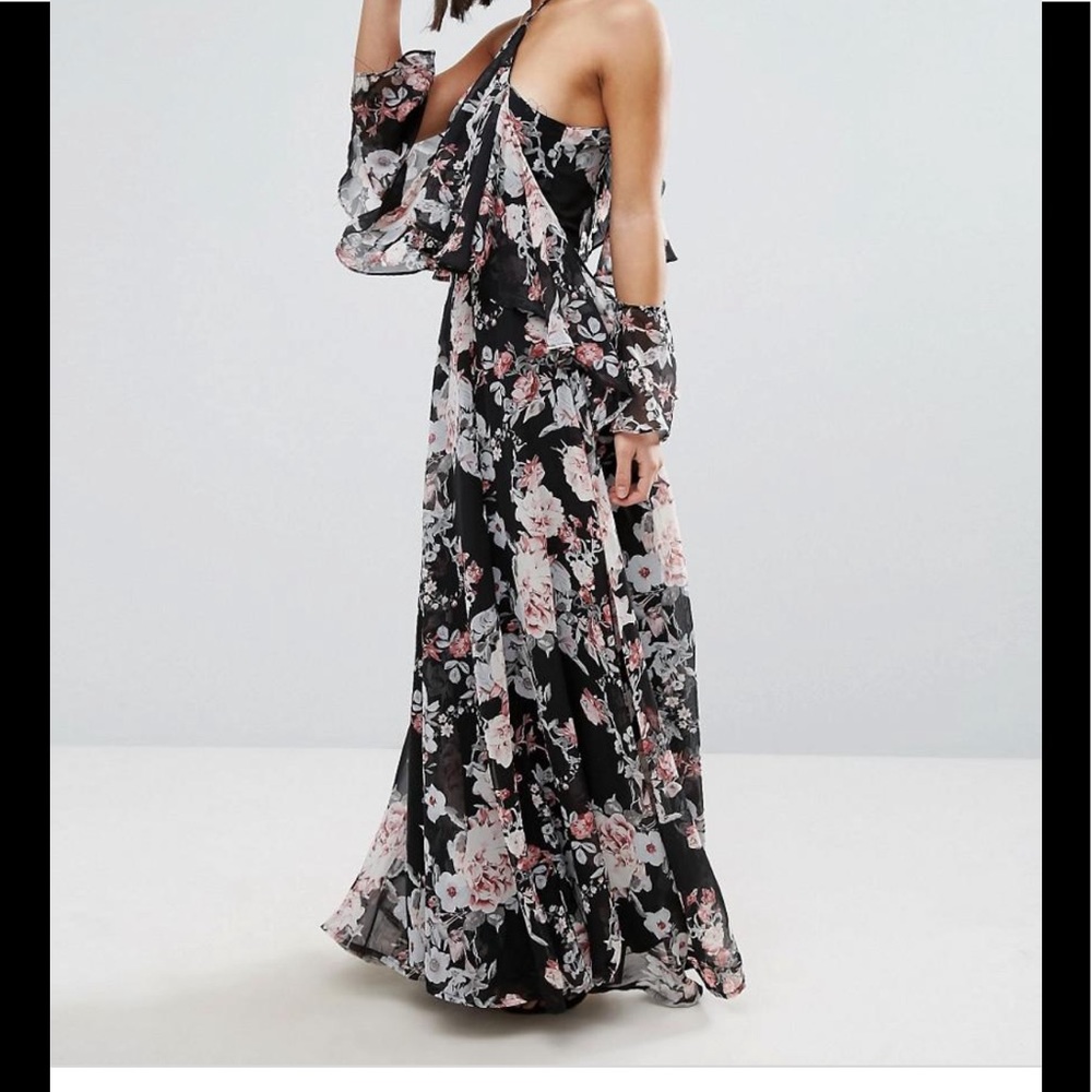 Petite Floral/Ruffle Cold Shoulder Maxi - Picture 2 of 5